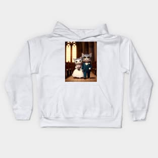 Cats Getting Married - Modern Digital Art Kids Hoodie